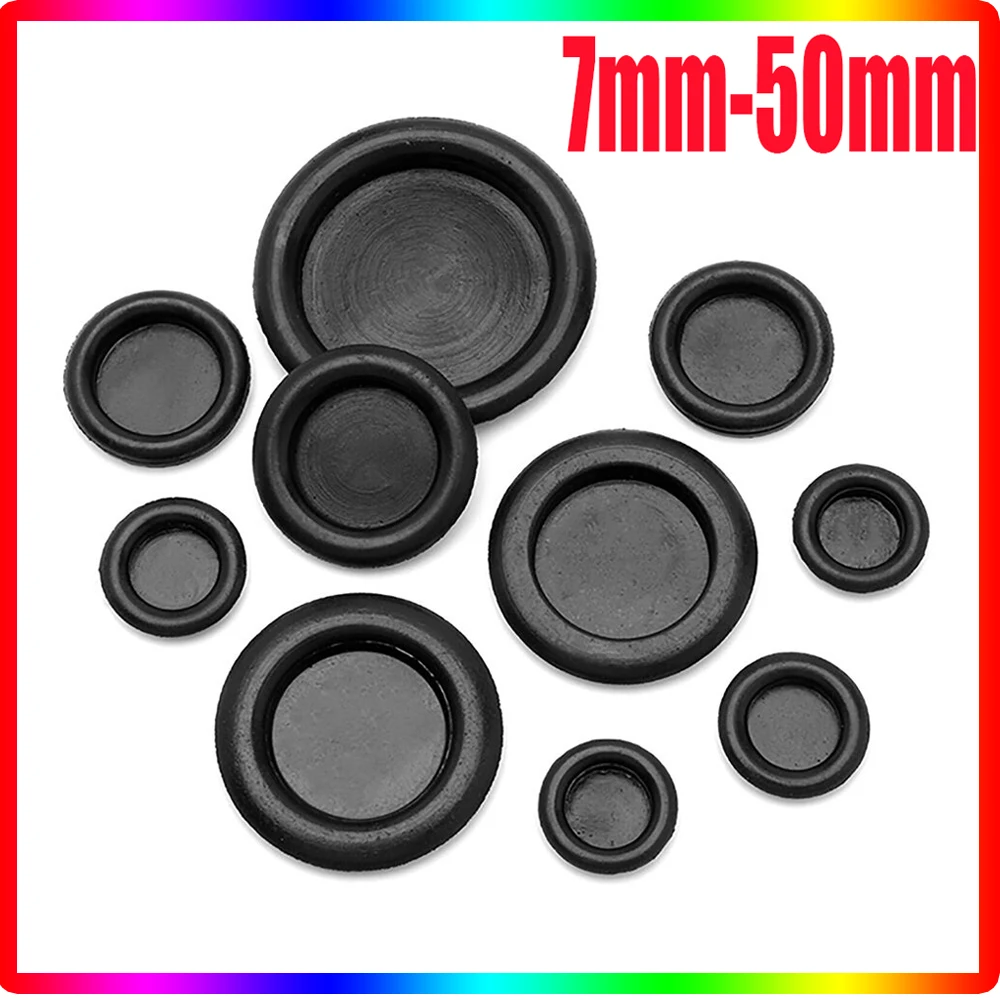 

50pcs 7-50mm Single Side Guard Coil Rubber Sealing Plugs Body Plugs Blind Plugs Rubber Grommets o rings Rubber Hole Cap