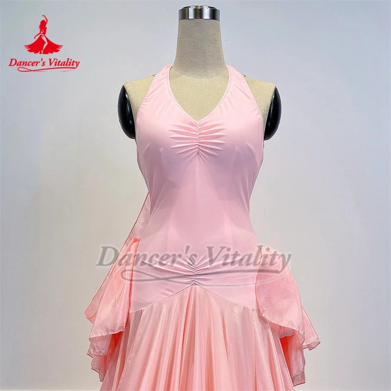الكبار والطفل الفالس عالية الجودة لؤلؤة الحرير النسيج ممارسة أداء المسابقة ريشة نمط الحاشية السفلية فساتين مخصصة حيوية الراقصة