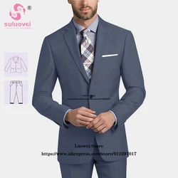 (Customized Size Color) Classic Business Suits For Men Fit 2 Piece Pants Set Formal Groom Wedding Dinner Tuxedos Terno Masculino