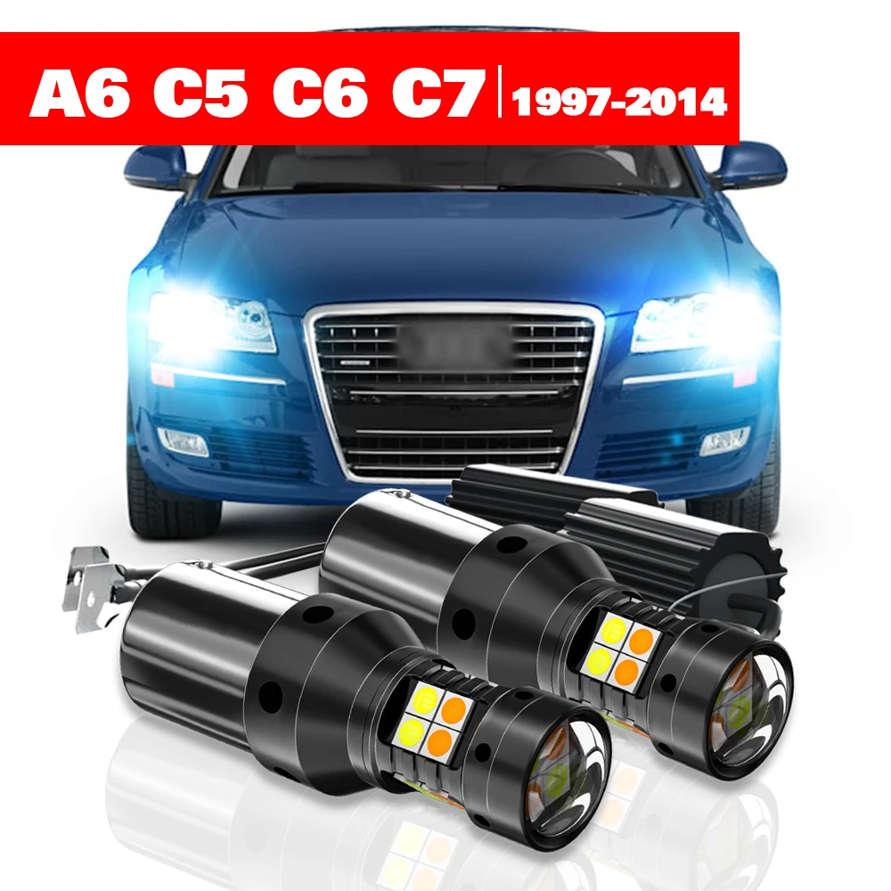 Für Audi A6 C5 C6 C7 1997-2014 2 stücke LED Dual Modus Blinker + Tagfahrlicht DRL 2006 2009 2010 2011 2012 Zubehör