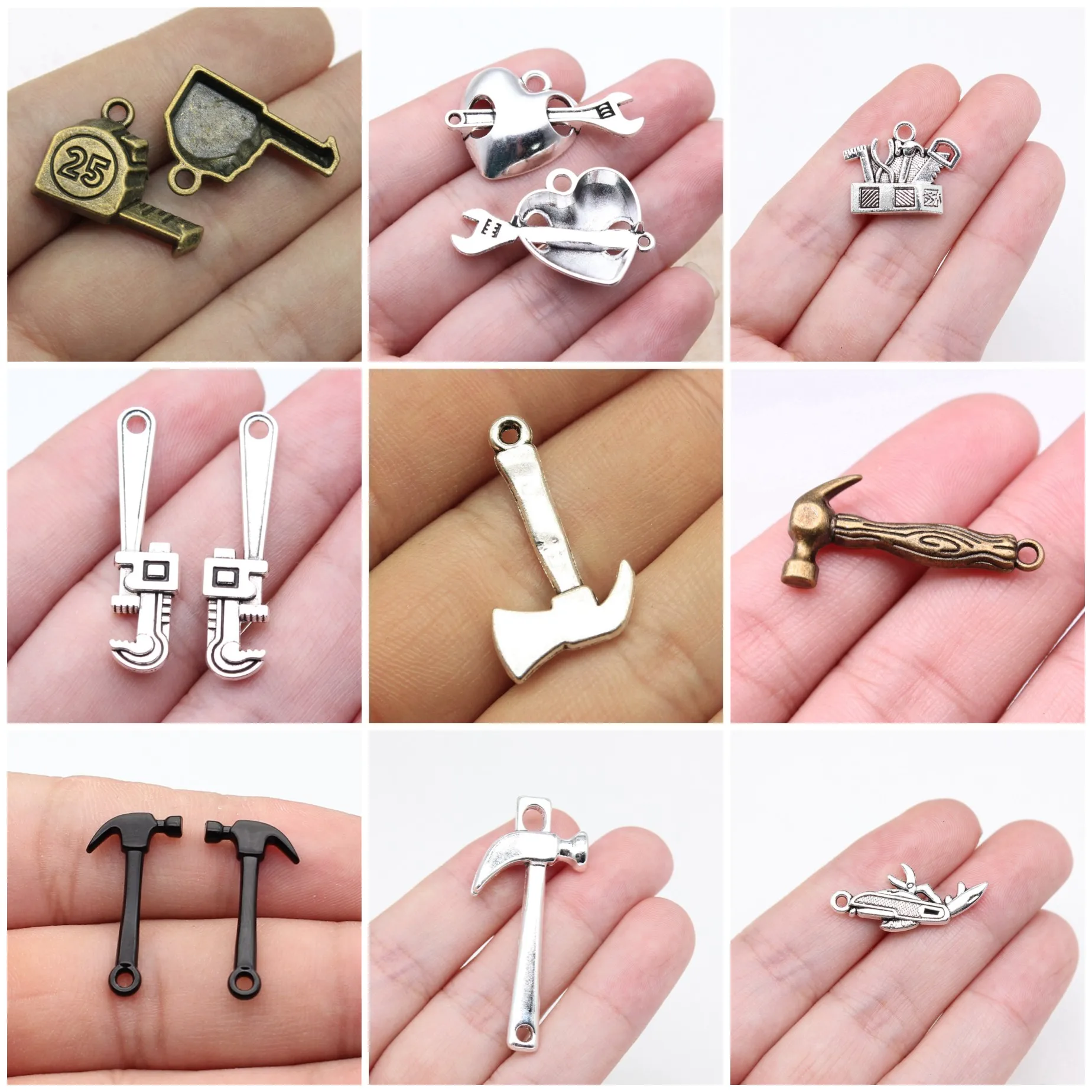 Hammer Screw Hardware Charms Pendant Industrial For DIY Bracelet Necklace Jewelry Making Wholesale