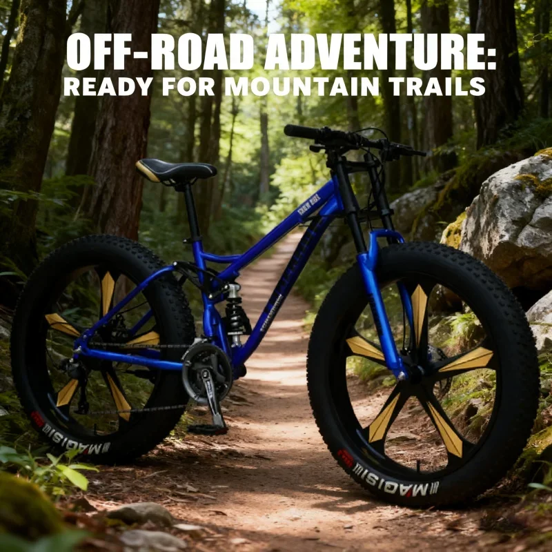 دراجة جبلية زرقاء بخمسة شفرات للطرق الوعرة مع نظام متغير السرعة وواسع للغاية 4.0 ممتص للصدمات على الشاطئ والثلج والكبار #4