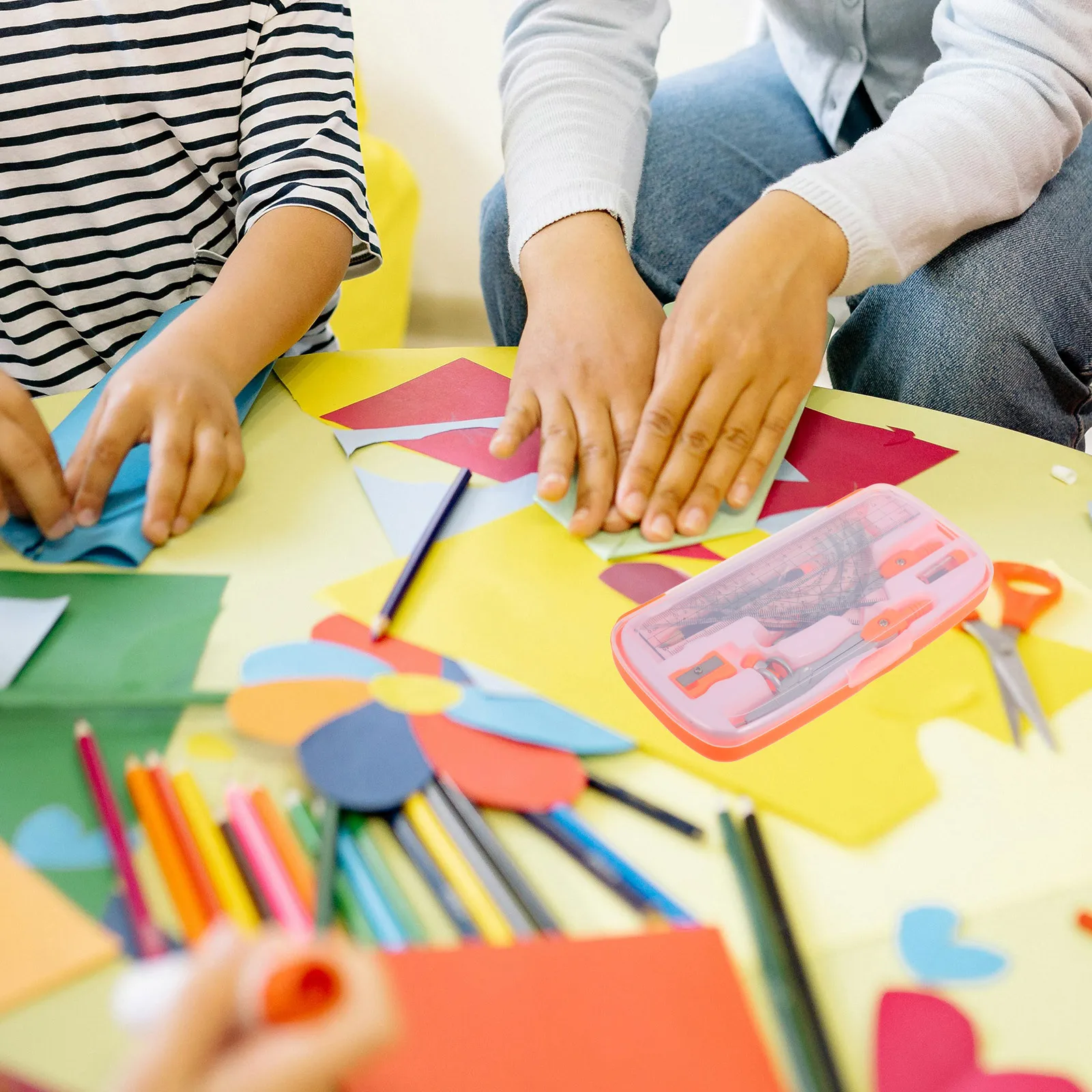 1Set Geometry Compass Math Protractor Ruler Kit Student Drawing Tools Set for School Study and Precision Drawing