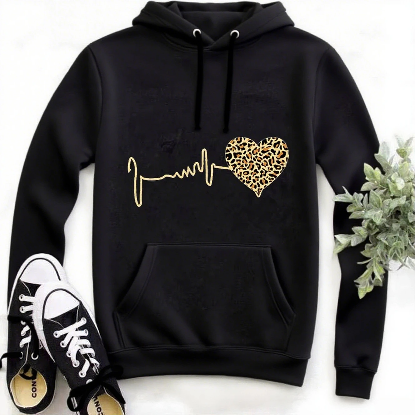 

Leopard Print Graphic Printing Autumn and Winter Pure Cotton Men's and Women's Hoodies Casual Outdoor Street Sports Training