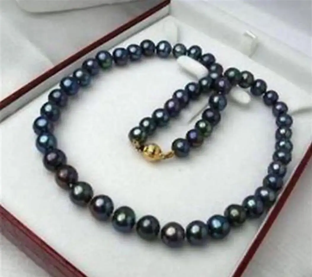 

Charming 10-11mm Tahitian Black Natural Freshwater Pearl Necklace 18" Exquisite jewelry and beautiful gifts