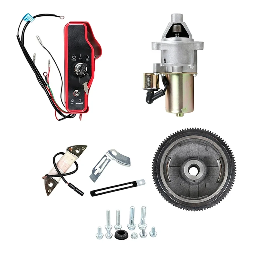 Electric Start Kit Starter Motor Flywheel Charging Coil Control Switch Box Fits For GX160 For GX200 6.5HP Lawn Mower Parts