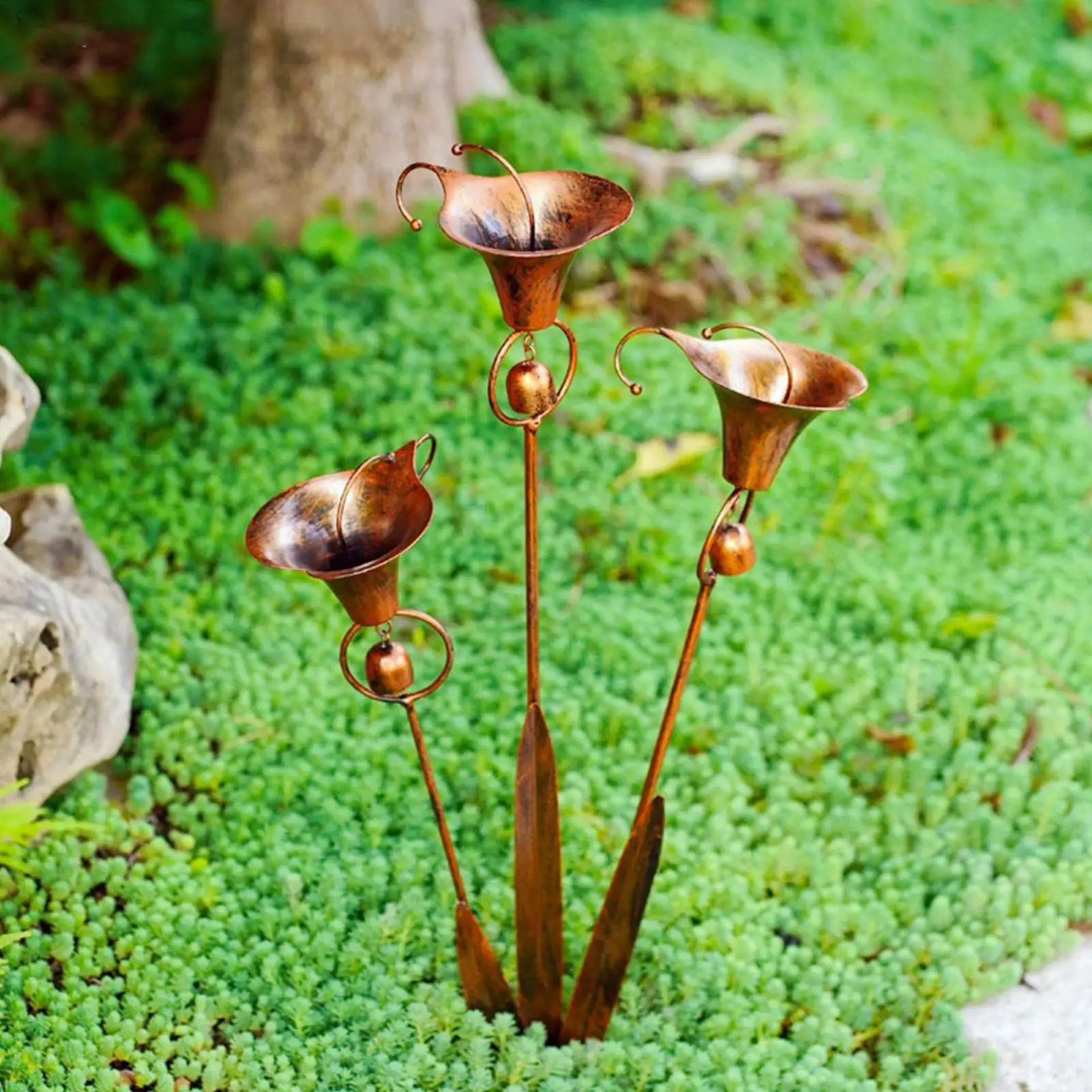 flower garden stake Weather-Resistant Decorative Yard Stake Copper Ornament Wind Chime Garden Stake Decoration For Farmhouse