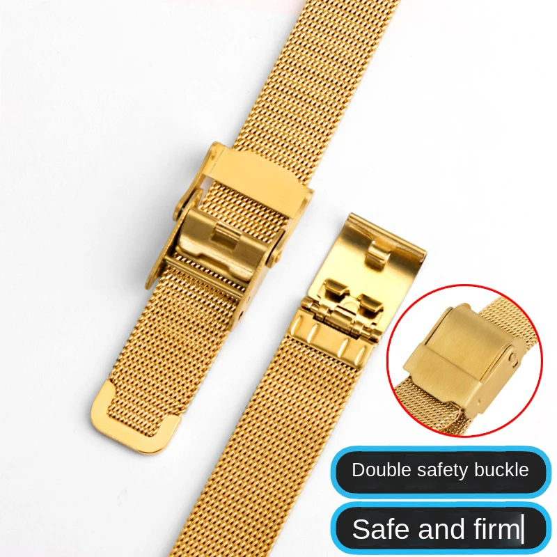 Milanese strap 13mm 14mm women stainless steel strap bracelet for Casio retro small gold watch LA670 LA680 LA690 watchband chain