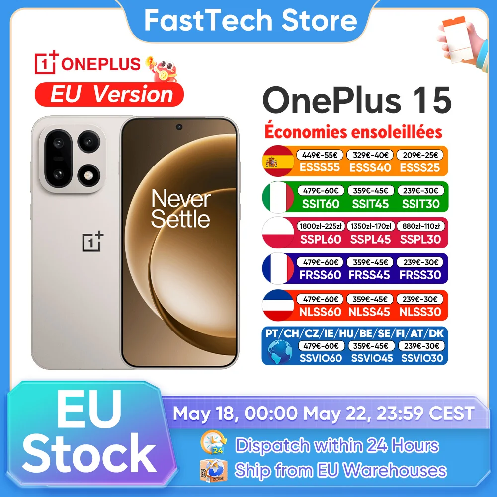 Versión Global OnePlus 15 5G Smartphone Snapdragon 8 Elite Gen 5 6.78” 165Hz 7300mAh 120W SUPERVOOC Google IMX906 Sony 50MP eSIM