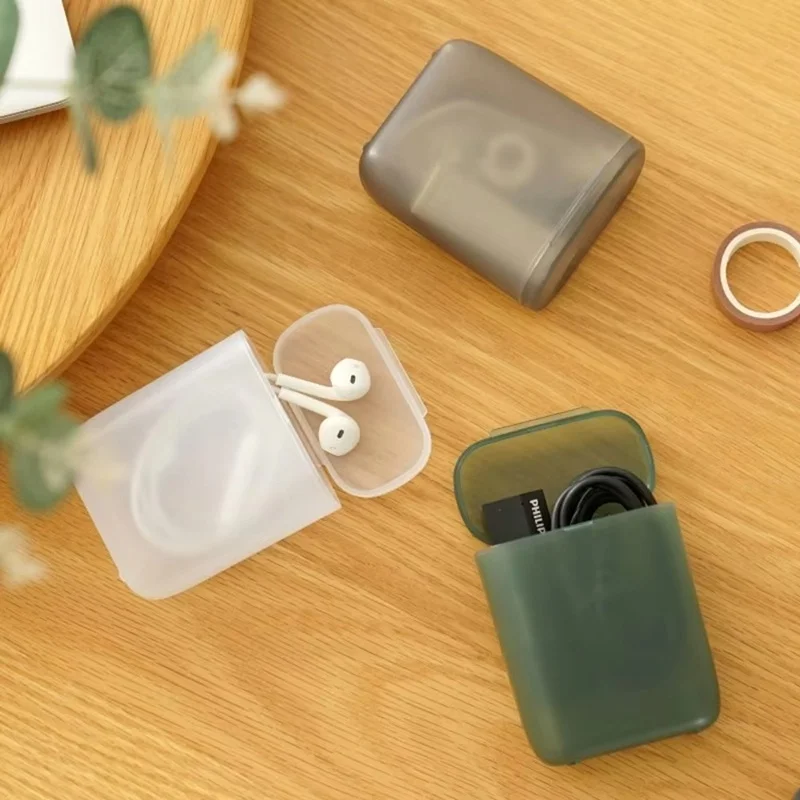 3Pcs Desktop Data Cable Storage Box Dustproof With Cover Mobile Phone Charger Box Transparent Cable Wire Container Box For Home