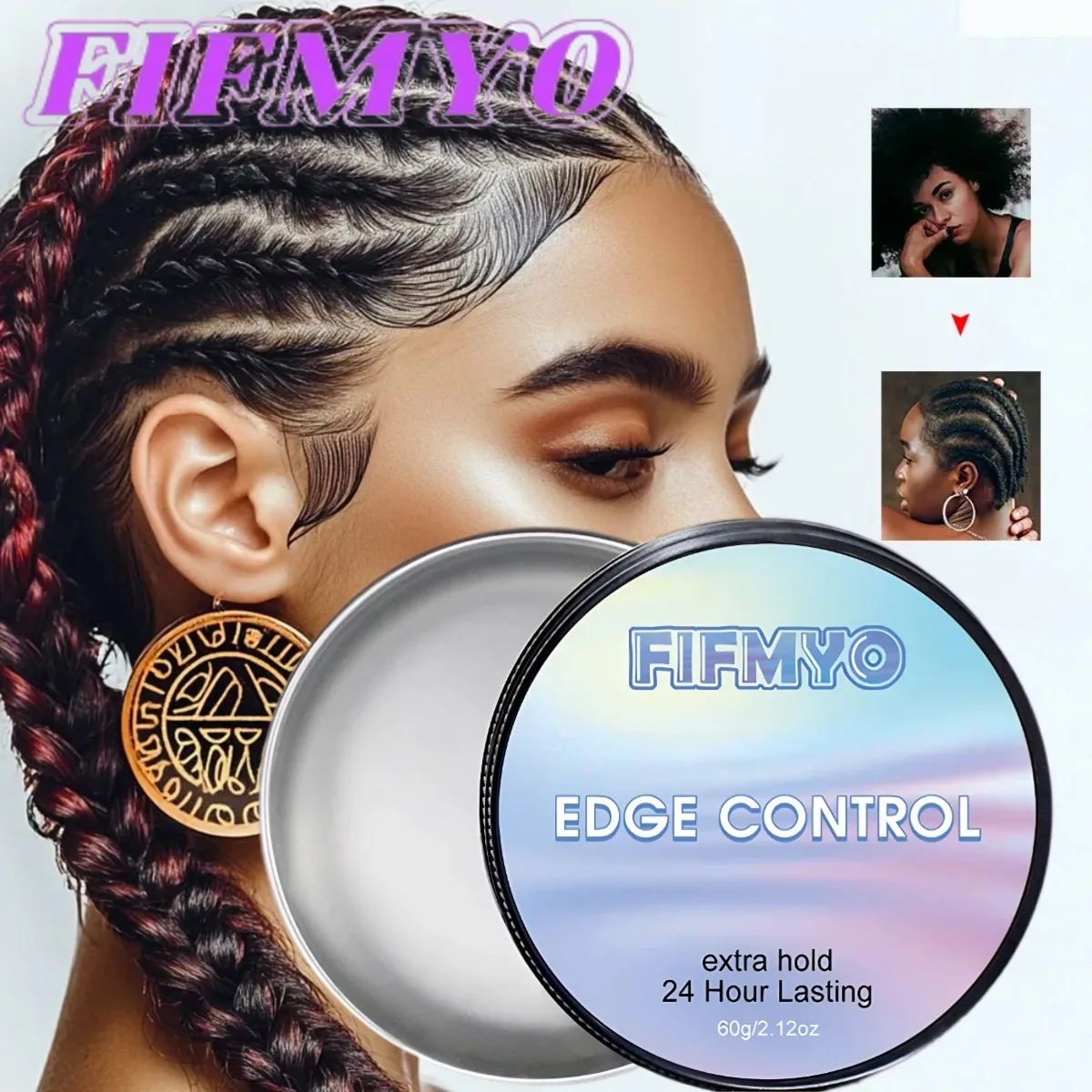 جل التحكم في حافة شمع الشعر من FIFMYO مع فرشاة تثبيت قوي، أداة مضادة للتجعد، كريم تصفيف الشعر المكسور