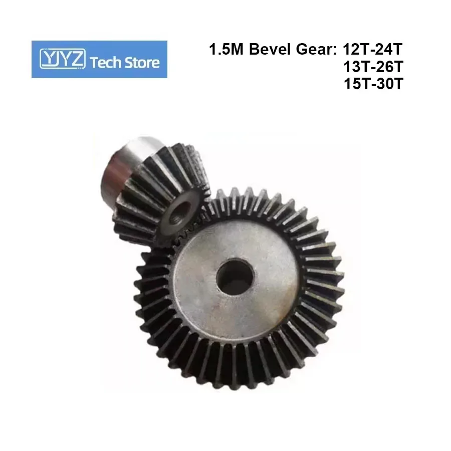 1 Set Bevel Gear 1:2 1 Modulus 12Teeth+24Teeth 13Teeth+26Teeth 15Teeth+30Teeth 90 Degree Drive Commutation Steel Gears 1M