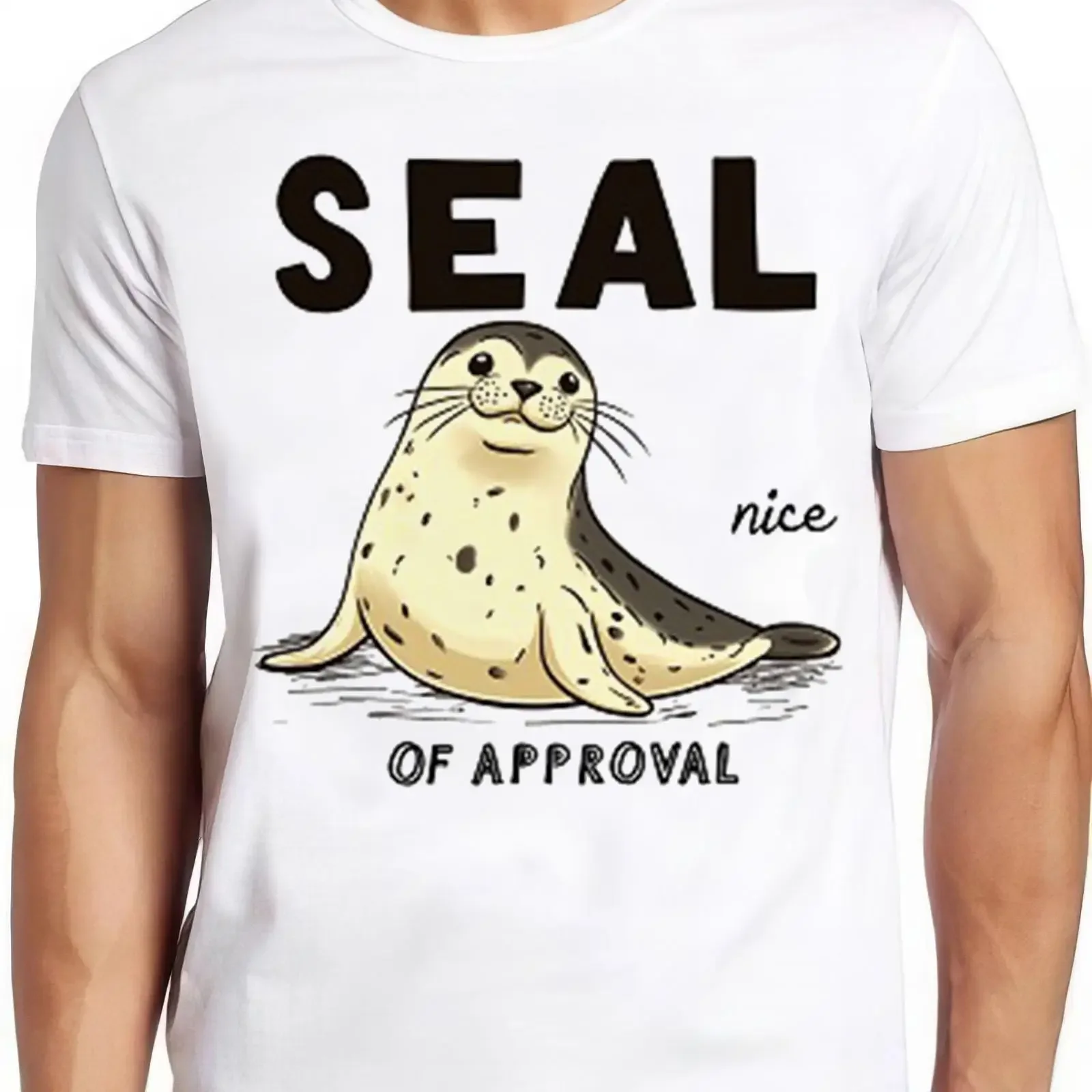 Seal Of Approval Cute Animal Meme Funny Gamer Cult Movie Music Style T Shirt 2319 vintage Washed Versatile Unisex Slightly