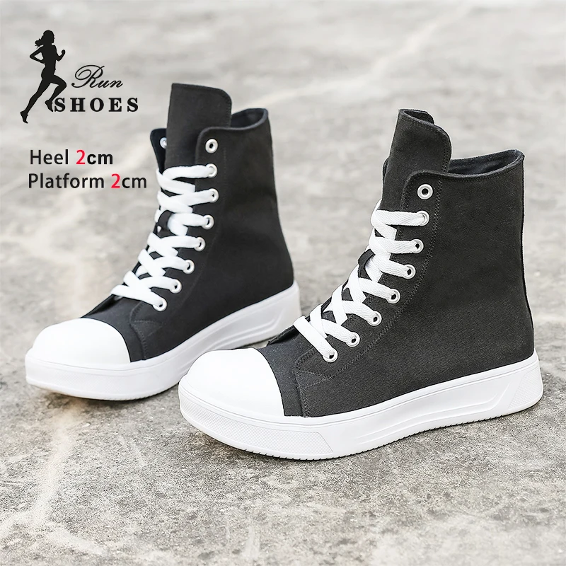 

Черные парусиновые туфли, женские удобные высокие повседневные туфли, легкие уличные кроссовки на плоской подошве со шнуровкой, обувь Zapatillas, размеры 36-44