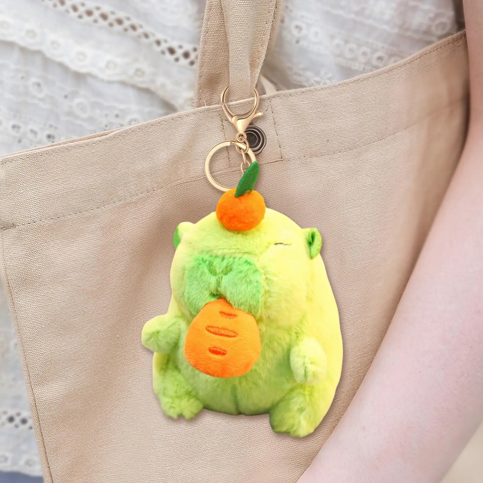 LLavero de felpa de capibara, encantador colgante de mochila de felpa de capibara, llavero de Animal relleno para niños y adultos, recuerdos de fiesta para mochila