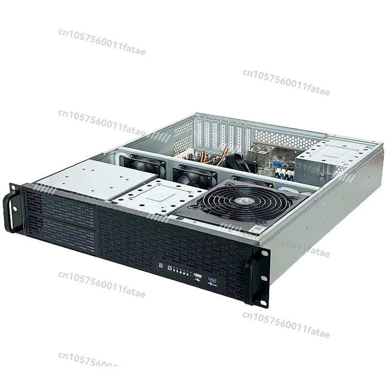 هيكل صناعي مثبت على الرف مقاس 19 بوصة 2U هيكل خادم ATX آمن بـ 6 فتحات مع مروحة 5.25 قرص 650 مم مسكن تخزين