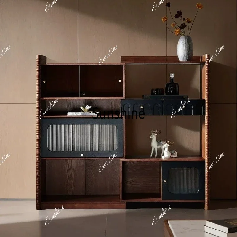Medieval solid wood multi-layer storage rack Household display cabinet Storage finishing rackTJ