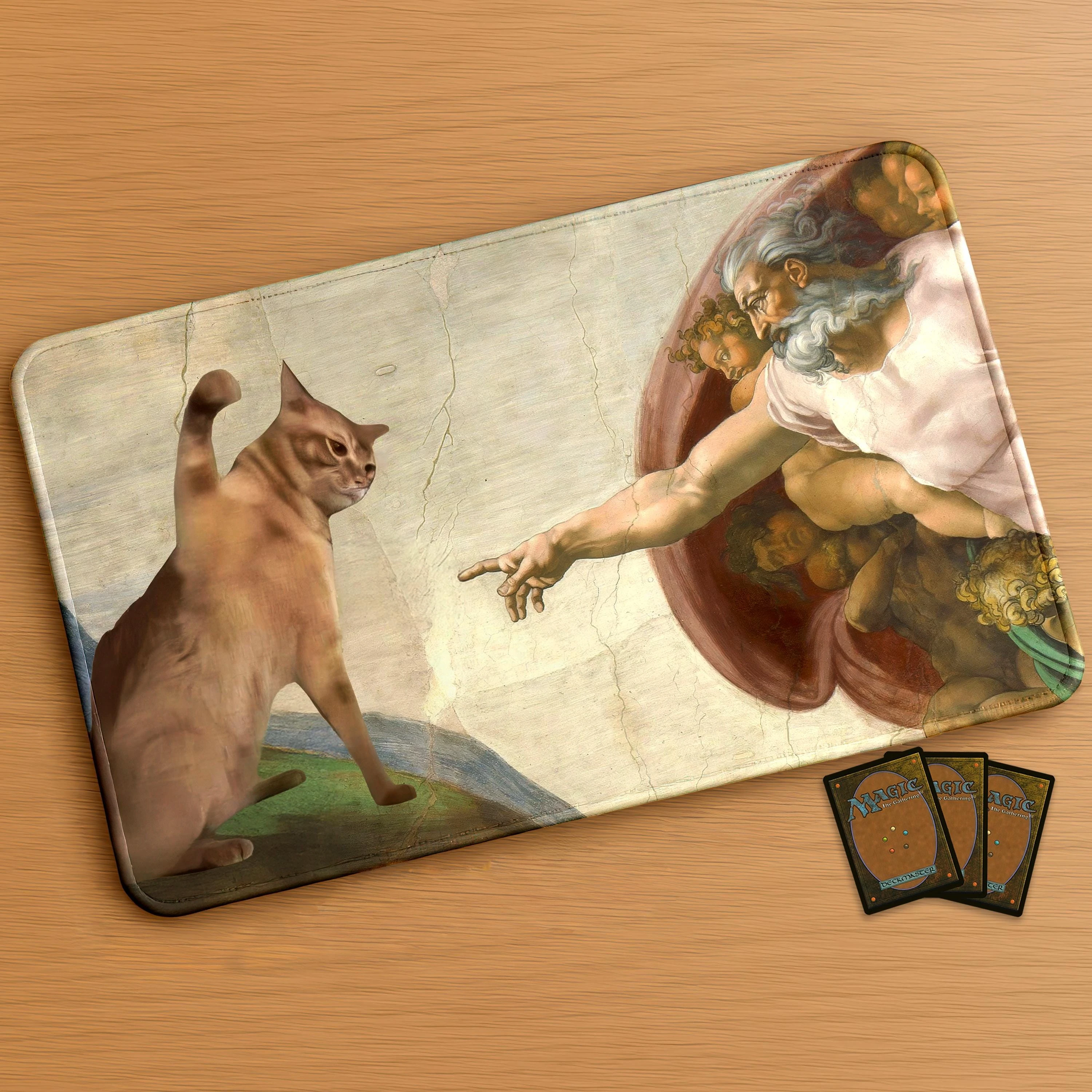 Creazione Di Adamo Desk Pad Large Gaming Mouse Pad Funny Cat Slap Office Mousepad Pc Accessories Setup Mouse Mat 24×14 Playmat