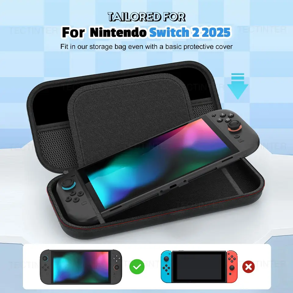 حقيبة حمل للسفر لوحدة التحكم NS Switch 2 EVA هارد شل حقيبة تخزين مقاومة للصدمات حقيبة واقية الحقيبة للتبديل 2 الملحقات - 3