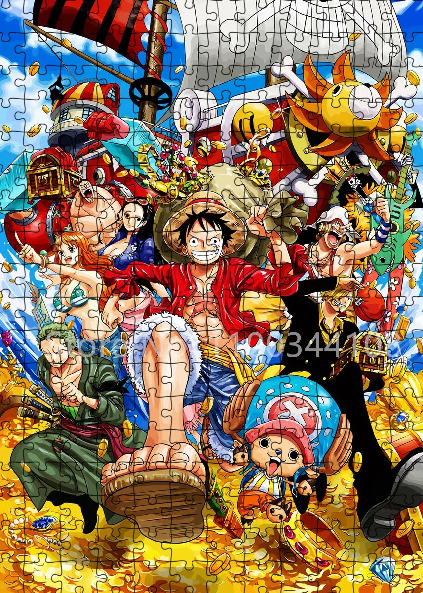 Puzzle japonais One Piece pour adultes et enfants, Anime Rick Jigsaw Toys, Jeux amusants, 300 pièces, 500/1000 pièces