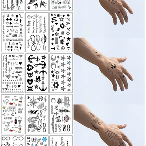 ماء مؤقت وهمية فلاش الوشم ملصق ، رسالة إنجليزية ، نجمة ، قمر ، مرساة ، يطير ، طائر للرجل ، الأطفال ، فتاة ، النساء ، الأصابع ، فن الجسم أعلى 8 مبيعات طيور الوشم الإناث - No2
