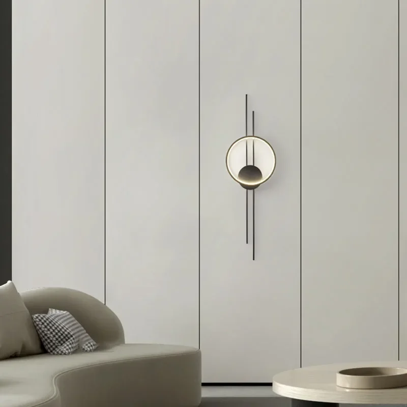 Postmodern Copper Wall Lamps Bedsides Foyer Aisle Corridor Lighting Wall Sconces 3 Color Temperature Dimming LED Light Luminaire