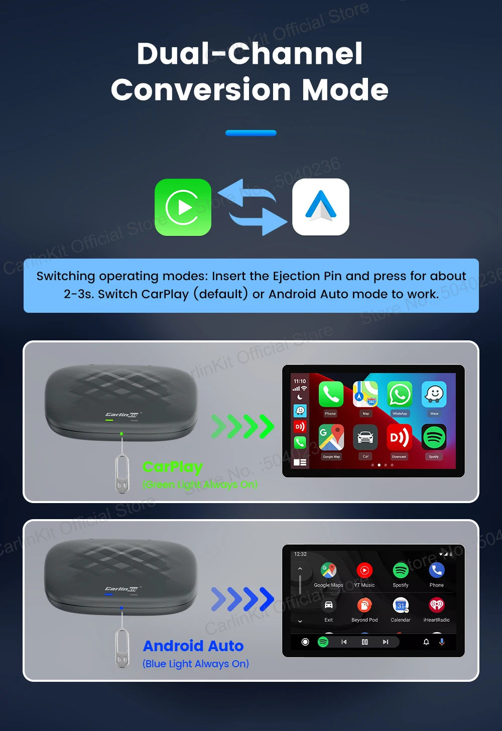 2026 CarlinKit Smart CarPlay Ai Box Android 13, unterstützt Netflix YouTube Split Screen Wireless Android Auto & CarPlay Smart TV Box – Detail 6