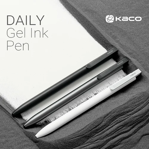 Imagen 2 del producto Bolígrafos de Gel KACO, bolígrafo de firma a presión, papelería, Clip de bolígrafo de Metal, tinta negra de 0,5mm, secado rápido, gran capacidad, escritura suave de 800M