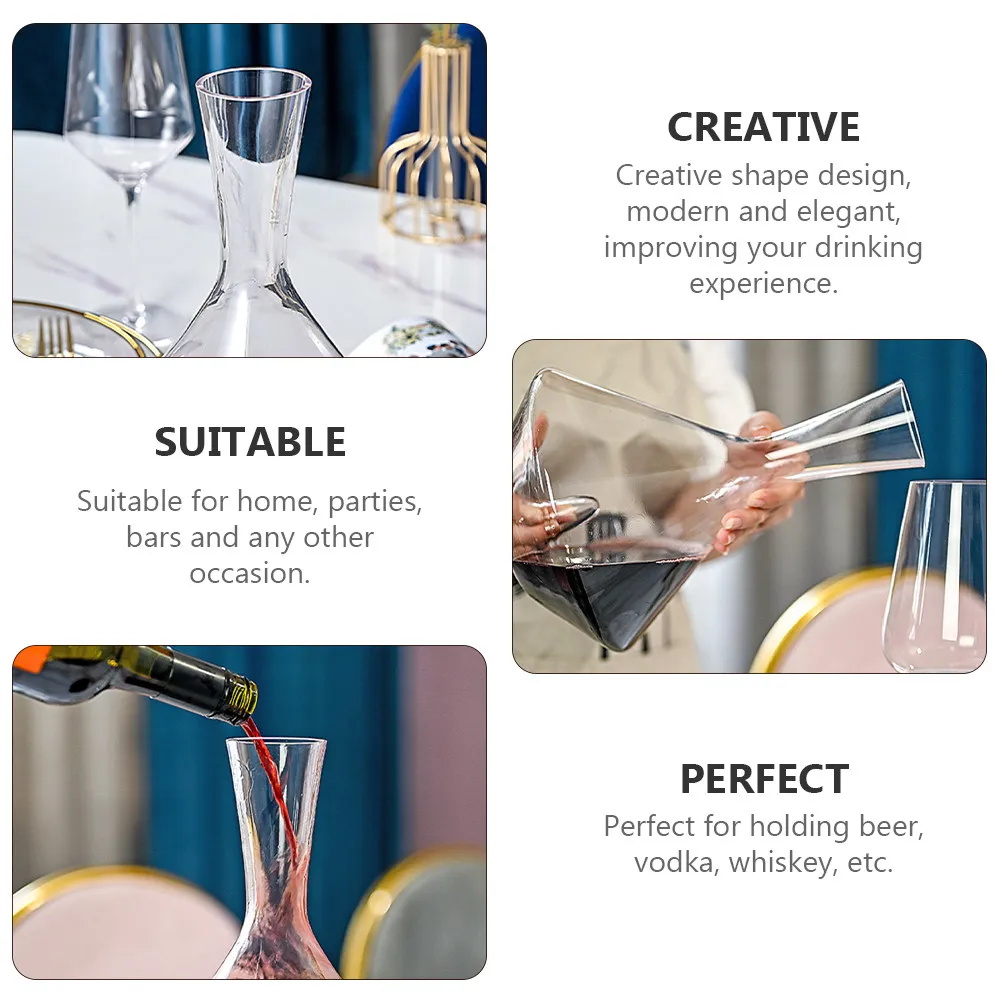 

1Pcs Glass Decanter Red Wine Dispenser Elaborate Shape Modern Elegant Alcohol Container for Whiskey Vodka Beer Long Term Storage