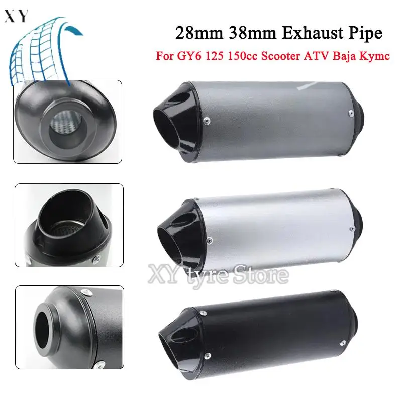 Tubo de Escape para Motocicleta de 28 MM 38 MM, Silenciador de Escape para Motocicleta, Tubo de Escape para Motocicleta Todoterreno de 110 125 150 CC