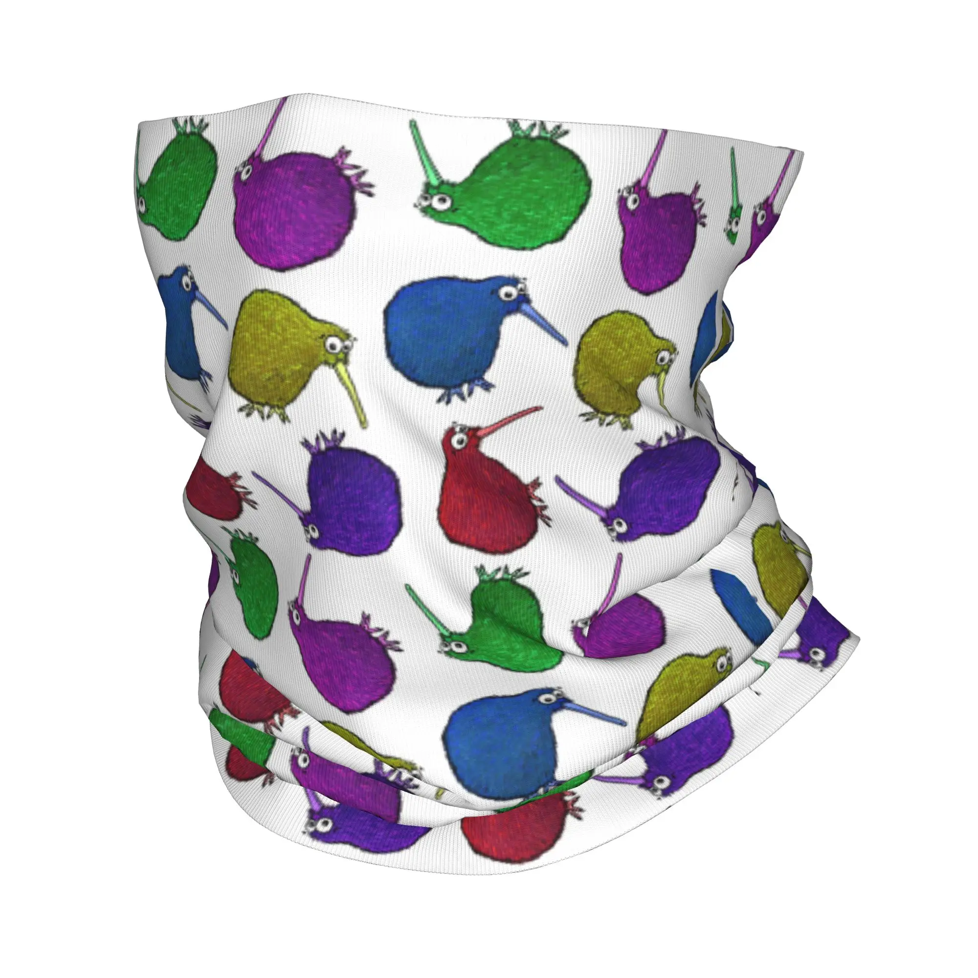 

Многофункциональная маска-шарф с принтом радужной птицы киви на белой бандане, маска для лица, для езды на велосипеде, унисекс, для взрослых
