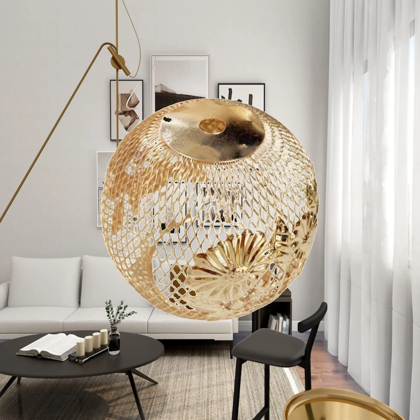 Universal Lamp Shade Industrial Ceiling Light Cage Iron Frame Lampshade for Dining Table Pendant Decor