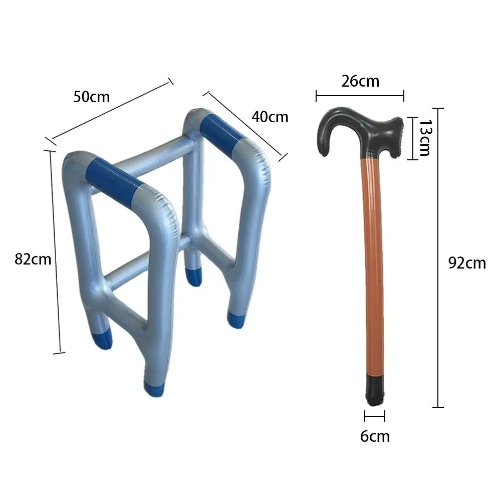 2 pezzi novità giocattoli gonfiabili Zimmer Frame Costume Party bastone da passeggio in PVC forniture cosplay vestire giocattolo gonfiare Prop