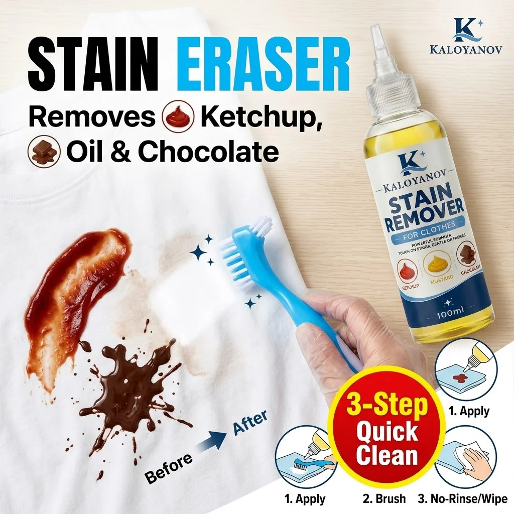 Clothes Stain Remover Brush Fabric Cleaner for Ketchup Mustard Chocolate Food Stains Portable Emergency Instant Laundry Cleaner