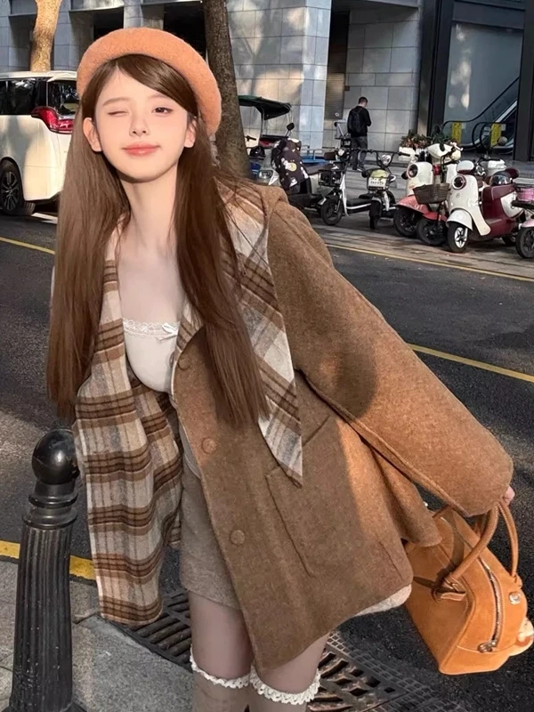 

Двустороннее шерстяное пальто с капюшоном и поясом, женское, модное, осенне-зимнее, теплое, из полиэфирного волокна, с длинными рукавами