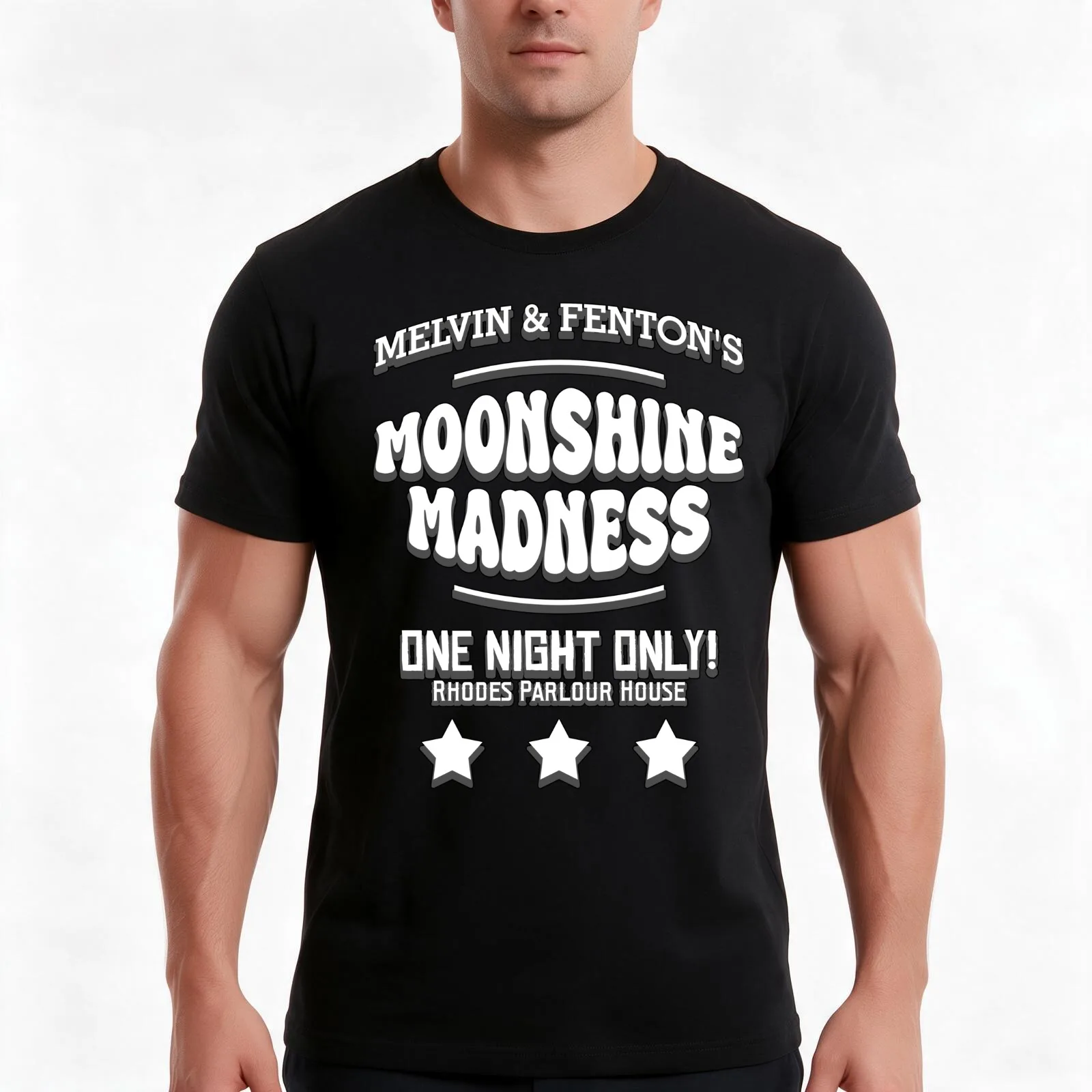 Melvin and Fenton's Moonshine Madness T-Shirt, Summer Casual Cotton Tee, Oversized Streetwear Tops, Vintage Graphic Print