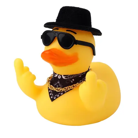 Middle Finger Car Ducks Rubber Ducks Dashboard Decorations Funny Ducky Ornament for Car Dashboard Home Office Table Black