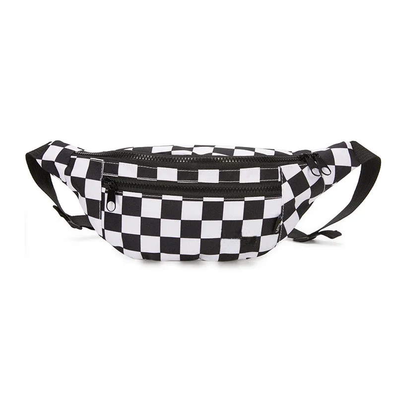 Fashion Women Waist Bag Belt Bags Trend Plaid Chest Packs Banana Bag Canvas Hip Hop Package Bum Pack Cell Phone Pocket Pack Tas