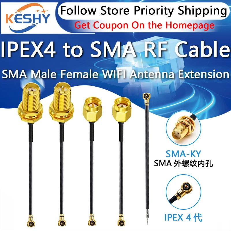 1Pcs SMA Connector Cable Female to IPEX4 IPX4 MHF4 to SMA Female RF0.81 Antenna RG0.81MM Cable Assembly RP-SMA-K Extension Cable