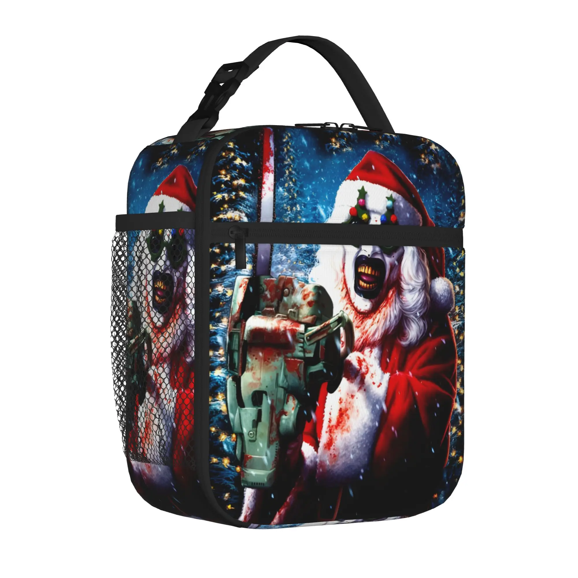 Terrifiers Christmas Santa Scary Thermal Insulated Lunch Bag for Travel Halloween Portable Bento Box Thermal Cooler Food Box