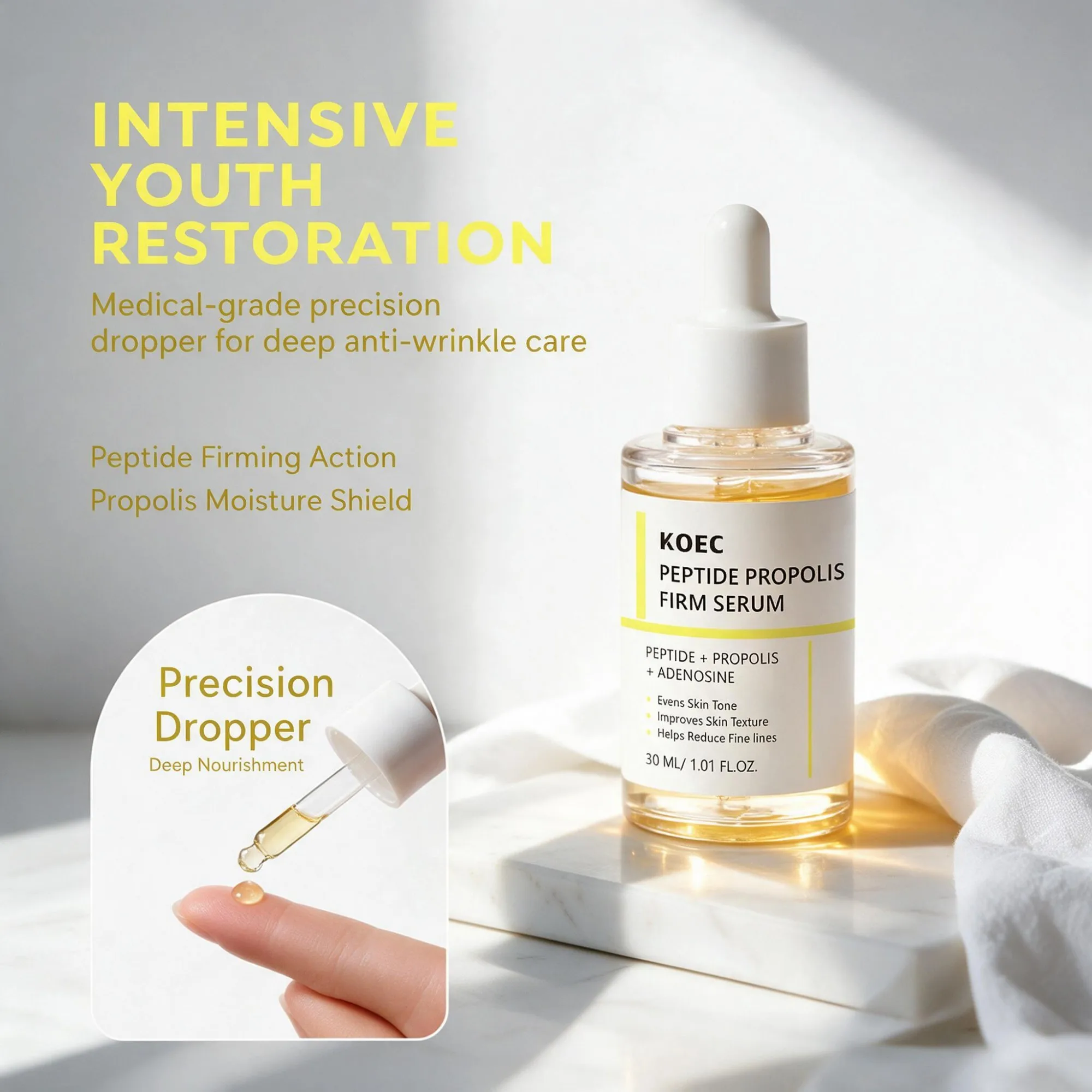 2026 Peptide Propolis Renewal Serum 30ml, Peptide & Propolis Blend with Adenosine, Refine Fine‑Looking Lines and Pores, Balance Skin Sebum, Daily Face Care, Ideal Present for Halloween Thanksgiving Christmas