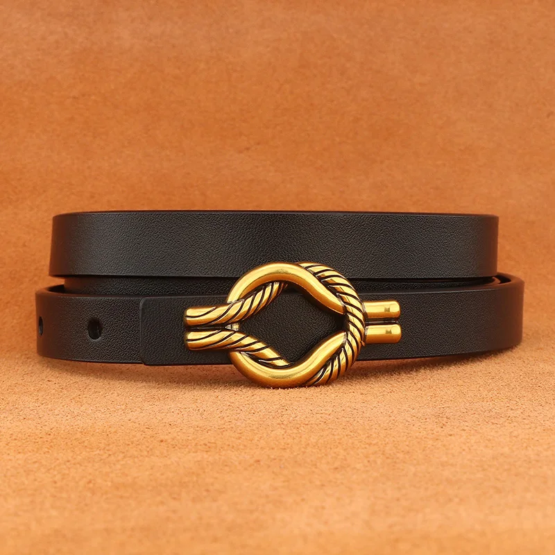 

Retro Belts Women Slide Buckle Fine 1.4cm Genuine Leatherers Fashion Luxury Famous Brand Corset Young Lady Casual Waist Strapwb100
