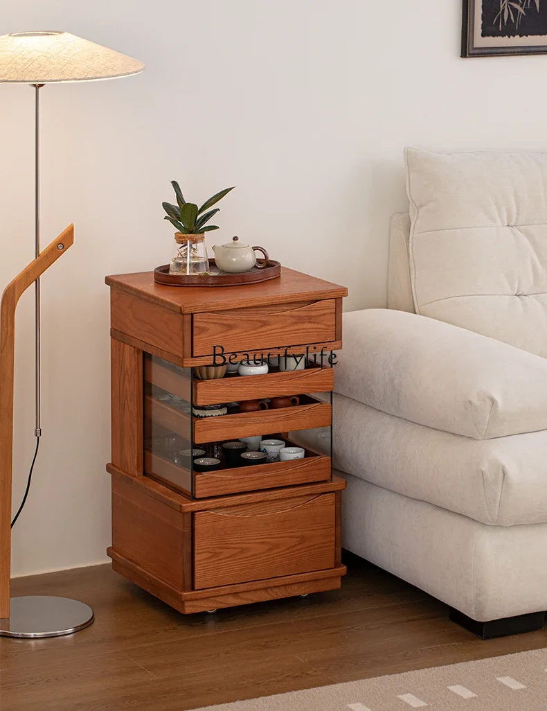 

ls 04Living room tea cabinet light luxury high sense home storage multi-layer locker solid wood