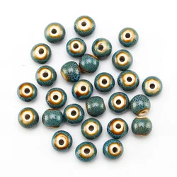 6/8/10/12/14MM Round Flower Glaze Ceramic Beads For For Bracelet Jewelry Making DIY Craft Accessories Retro Color Porcelain Bead