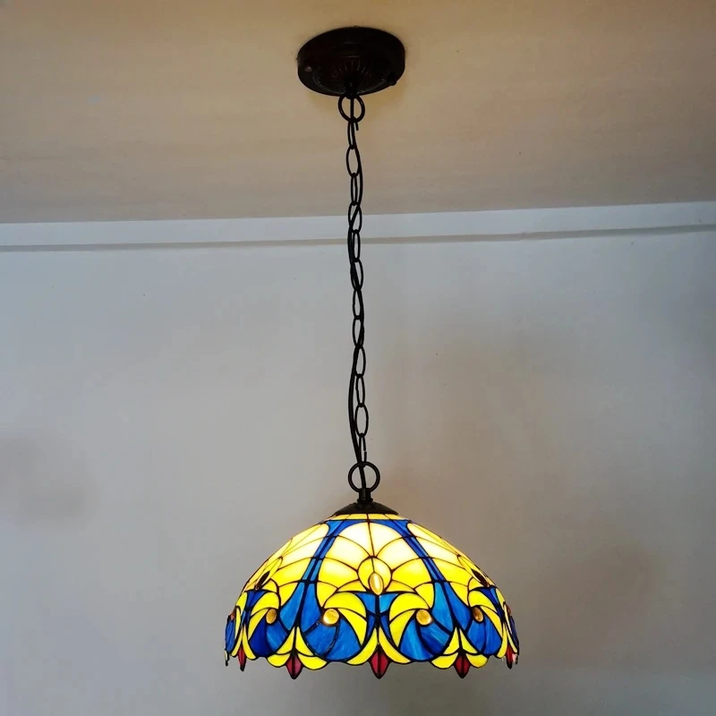 الاستدارة الأمريكية الملونة الزجاج الثريا استدارة دليل لحام قلادة ضوء مطعم غرفة المعيشة E27 220 فولت مصباح معلق #2