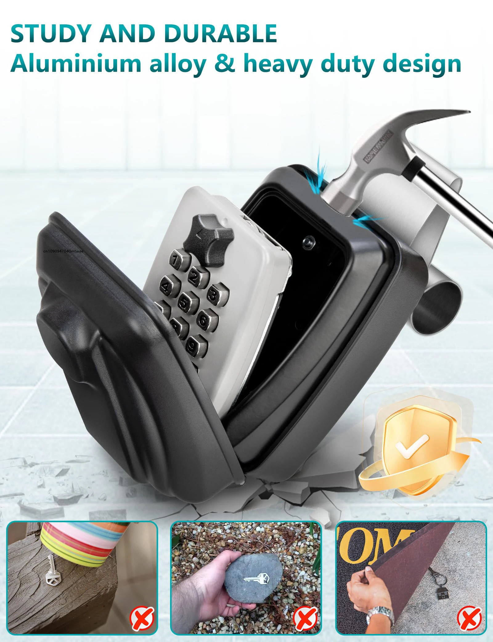 Car Window Lock Box Portable Car Key Lock Box Punch Button Combination Key Safe Box Sturdy Waterproof Large Capacity Security