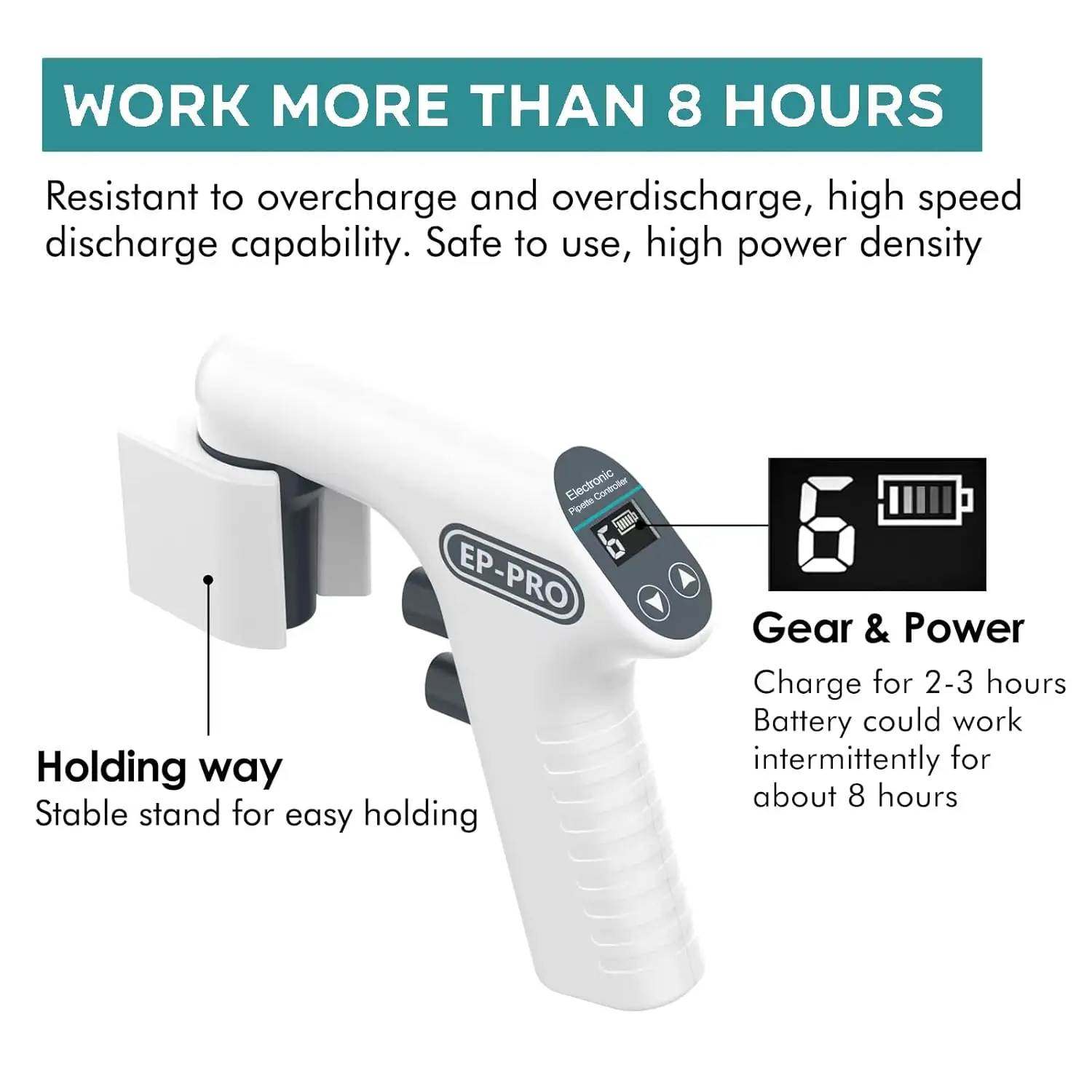 New Lab Electronic Pipette Controller Pipettor Aid Pump 0.1-100ml  Capacity 6 Adjustable Speed Pipette Filler Dual Drainage Mode