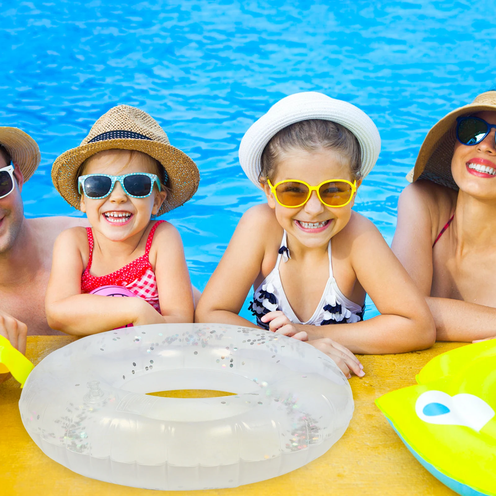 

Inflatable Pool Ring Float Swimming Confetti Children Beach Party Favors Rings Round Floating