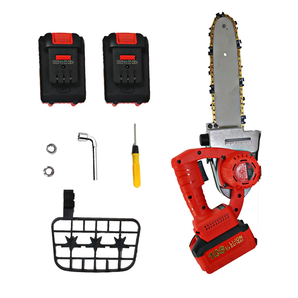 108V Portable Electric Rechargeable Cordless Compact ChainSaw For Wood Cutter