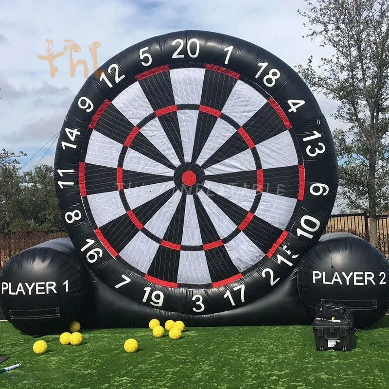 Round customized inflatable soccer dartboard football dart board human dart for sale